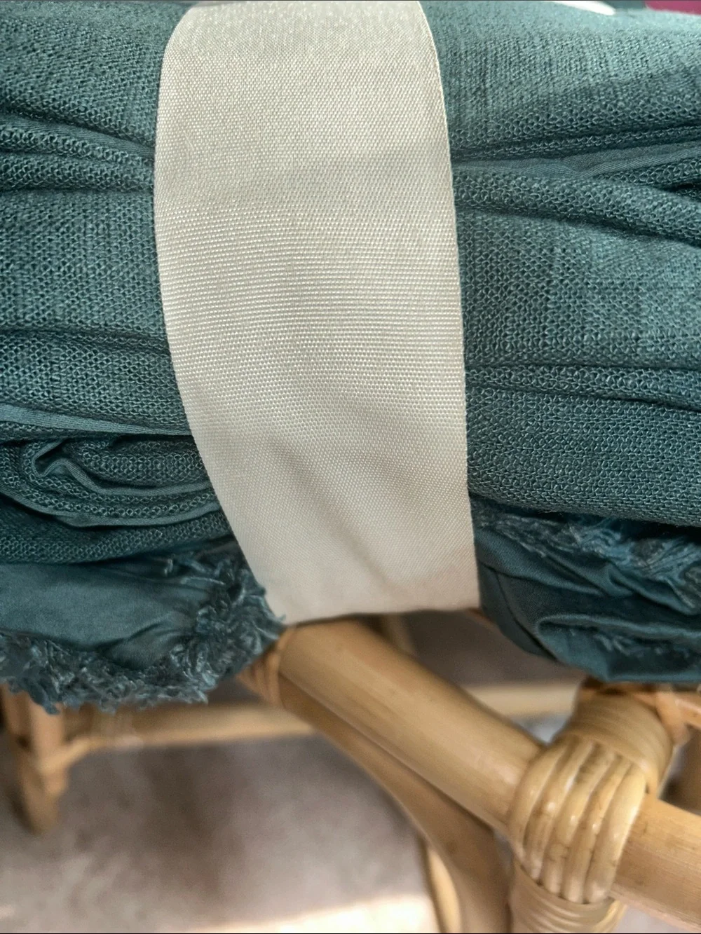 Casaluna King Dark Teal Blue Heavyweight Linen Blend Duvet Cover Set